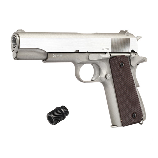 KWC M1911A1 Military Vollmetall CO2 BlowBack 6mm BB Stainless-Grey - Special Limited Edition