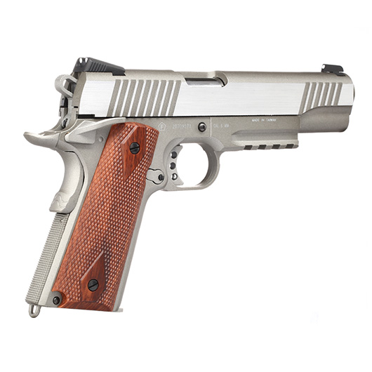 KWC M1911 A1 TAC Vollmetall CO2 BlowBack 6mm BB Stainless-Grey - Special Limited Edition Bild 4