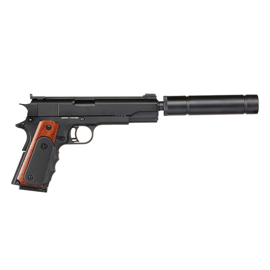 Vorsk Agency M1911 VX-9 Silenced Vollmetall GBB 6mm BB schwarz Bild 3