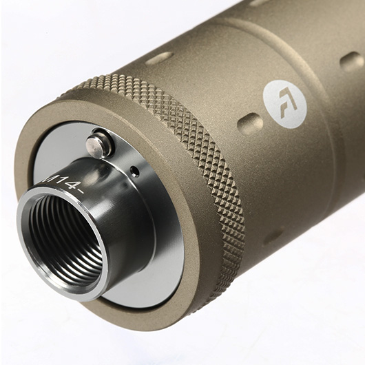 Acetech Lighter BT Aluminium Silencer Mini Tracer Unit / Chronograph inkl. LiPo Akku 11mm+ / 14mm- Tan Bild 5