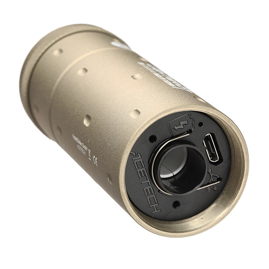 Acetech Lighter BT Aluminium Silencer Mini Tracer Unit / Chronograph inkl. LiPo Akku 11mm+ / 14mm- Tan Bild 6