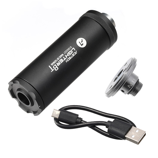 Acetech Lighter BT Aluminium Silencer Mini Tracer Unit / Chronograph inkl. LiPo Akku 11mm+ / 14mm- schwarz