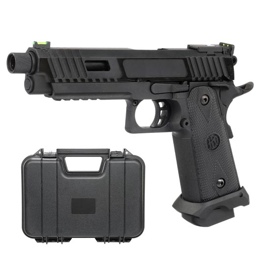 KLI Hi-Capa 5.1 Kiki Mora Airsoftpistole Vollmetall GBB 6mm BB Blackout Edition inkl. Koffer
