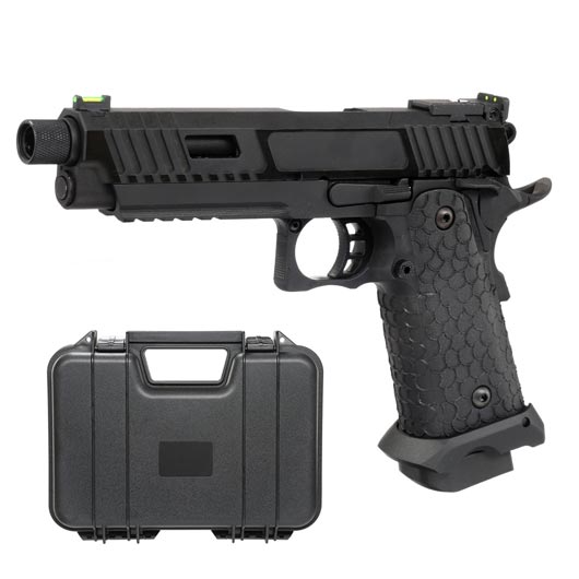 KLI Hi-Capa 5.1 Baba Yaga Airsoftpistole Vollmetall GBB 6mm BB Blackout Edition inkl. Koffer