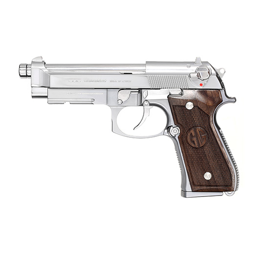 G&G GPM92 GP2 Airsoftpistole Vollmetall GBB 6mm BB Silber-Chrome inkl. Pistolenkoffer - Walnussholz Limited Edition Bild 1