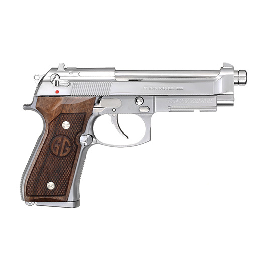 G&G GPM92 GP2 Airsoftpistole Vollmetall GBB 6mm BB Silber-Chrome inkl. Pistolenkoffer - Walnussholz Limited Edition Bild 3