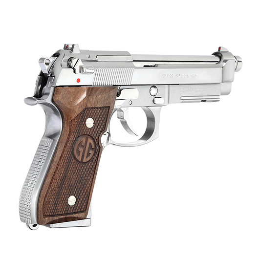 G&G GPM92 GP2 Airsoftpistole Vollmetall GBB 6mm BB Silber-Chrome inkl. Pistolenkoffer - Walnussholz Limited Edition Bild 4