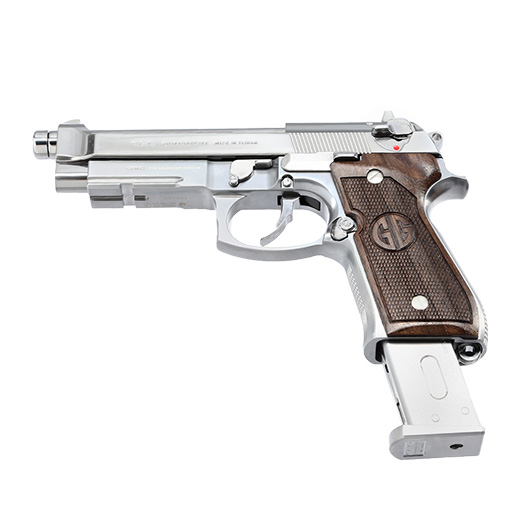 G&G GPM92 GP2 Airsoftpistole Vollmetall GBB 6mm BB Silber-Chrome inkl. Pistolenkoffer - Walnussholz Limited Edition Bild 5