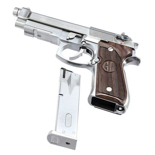 G&G GPM92 GP2 Airsoftpistole Vollmetall GBB 6mm BB Silber-Chrome inkl. Pistolenkoffer - Walnussholz Limited Edition Bild 6