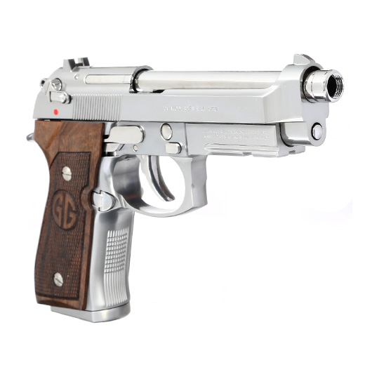 G&G GPM92 GP2 Airsoftpistole Vollmetall GBB 6mm BB Silber-Chrome inkl. Pistolenkoffer - Walnussholz Limited Edition Bild 8