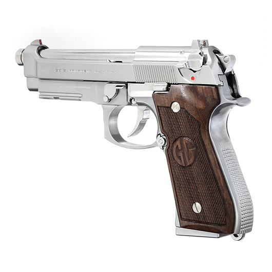 G&G GPM92 GP2 Airsoftpistole Vollmetall GBB 6mm BB Silber-Chrome inkl. Pistolenkoffer - Walnussholz Limited Edition Bild 9