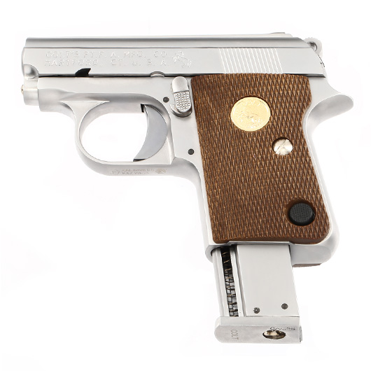 Cybergun / Wei-ETech Colt .25 Vest Pocket Vollmetall GBB 6mm BB silber / braun Bild 5