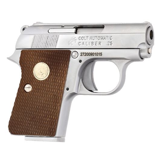 Cybergun / Wei-ETech Colt .25 Vest Pocket Vollmetall GBB 6mm BB silber / braun Bild 7
