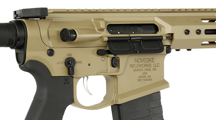 APS / EMG Noveske 10.5 Zoll Shorty Gen. 4 eSilver Edge SDU-MosFet 2.0 Vollmetall S-AEG 6mm BB Tan Bild 8