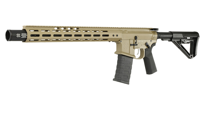 APS / EMG Noveske 13.5 Zoll Infidel Gen. 4 eSilver Edge SDU-MosFet 2.0 Vollmetall S-AEG 6mm BB Tan