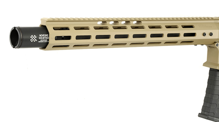 APS / EMG Noveske 13.5 Zoll Infidel Gen. 4 eSilver Edge SDU-MosFet 2.0 Vollmetall S-AEG 6mm BB Tan Bild 6