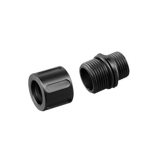 Vorsk Aluminium Schalldmpferadapter Set f. Pistolen 12mm+ auf 14mm- schwarz Bild 1