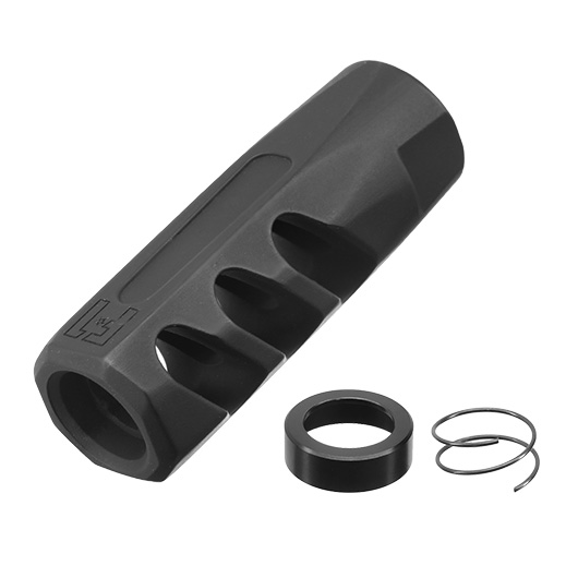 APS / EMG F1 Firearms CMB Flat Faced CNC Aluminium Flash-Hider schwarz 14mm-