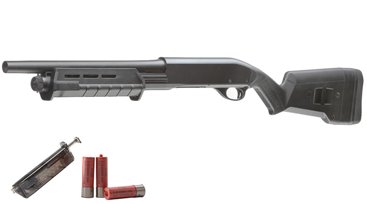 Cyma M870 MP-Style Shotgun Medium-Type Tri-Barrel Vollmetall Springer 6mm BB schwarz