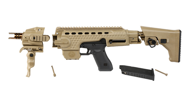 APS Caribe Carbine Conversion Kit f. TM / KSC / WE / VFC G17 / G18C GBB Pistolen Dark Earth Bild 6