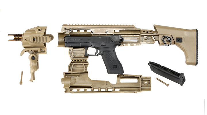 APS Caribe Carbine Conversion Kit f. TM / KSC / WE / VFC G17 / G18C GBB Pistolen Dark Earth Bild 7