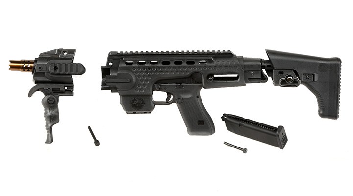 APS Caribe Carbine Conversion Kit f. TM / KSC / WE / VFC G17 / G18C GBB Pistolen schwarz Bild 6