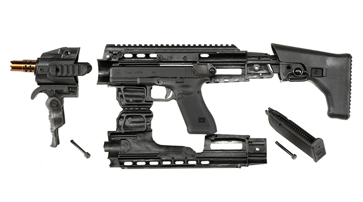 APS Caribe Carbine Conversion Kit f. TM / KSC / WE / VFC G17 / G18C GBB Pistolen schwarz Bild 7