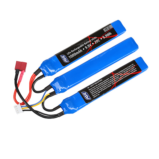 ASG LiFe Akku 9,9V 1000mAh 20C Small Tri-Panel Type mit T-Stecker Anschluss