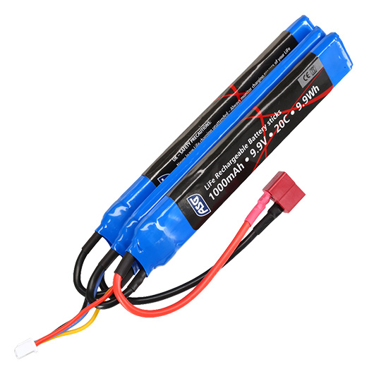 ASG LiFe Akku 9,9V 1000mAh 20C Small Tri-Panel Type mit T-Stecker Anschluss Bild 2