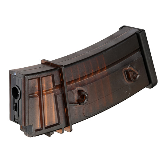 Double Bell G36 Magazin Low-Cap 50 Schuss schwarz-transparent mit Deko-Patronen