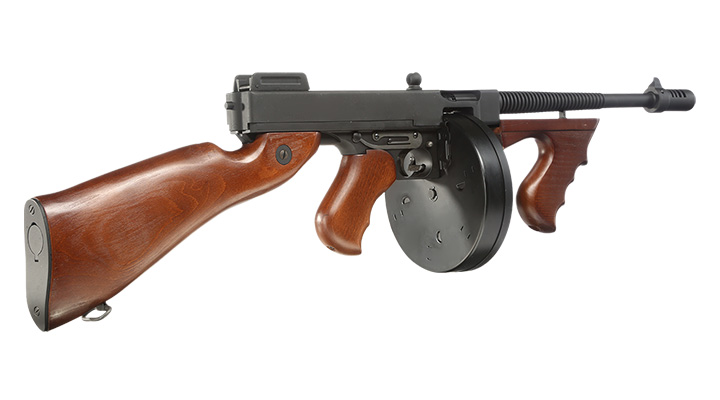 King Arms M1928 Chicago Typewriter Vollmetall S-AEG 6mm BB schwarz - Echtholz Bild 3