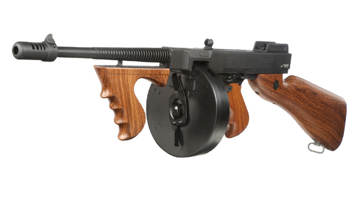 King Arms M1928 Chicago Typewriter Vollmetall S-AEG 6mm BB schwarz - Holzoptik