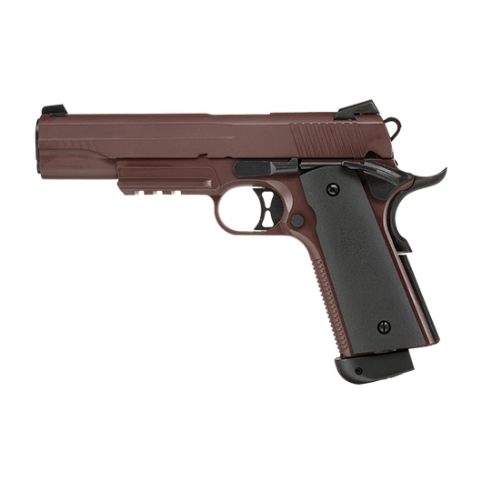 Double Bell M1911 Tactical Vollmetall CO2BB 6mm BB Crimson Brown inkl. Pistolenkoffer Bild 1