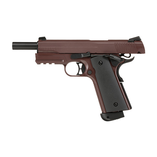 Double Bell M1911 Tactical Vollmetall CO2BB 6mm BB Crimson Brown inkl. Pistolenkoffer Bild 2