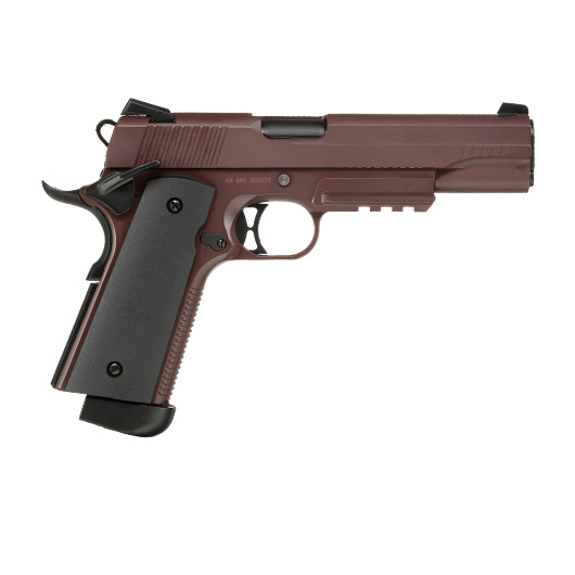 Double Bell M1911 Tactical Vollmetall CO2BB 6mm BB Crimson Brown inkl. Pistolenkoffer Bild 3