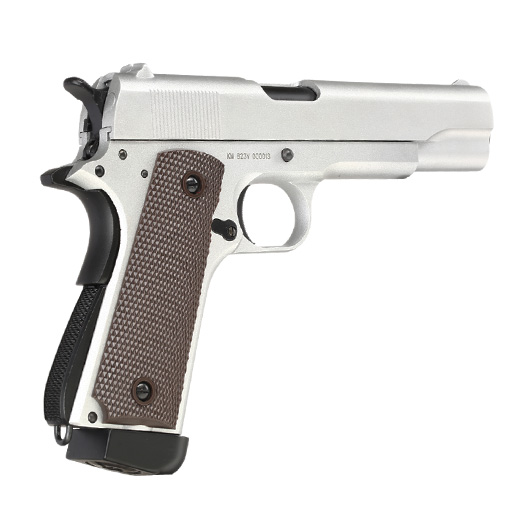 Double Bell M1911A1 Airsoftpistole Vollmetall CO2BB 6mm BB silber inkl. Pistolenkoffer Bild 4