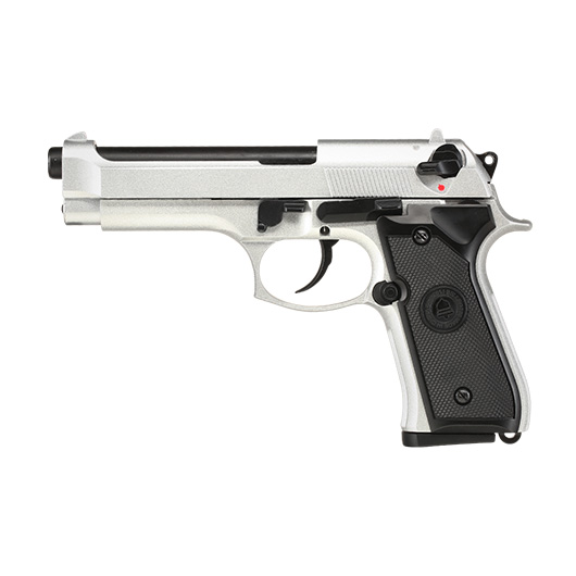 Double Bell M92 Airsoftpistole Vollmetall GBB 6mm BB silber inkl. Pistolenkoffer Bild 1