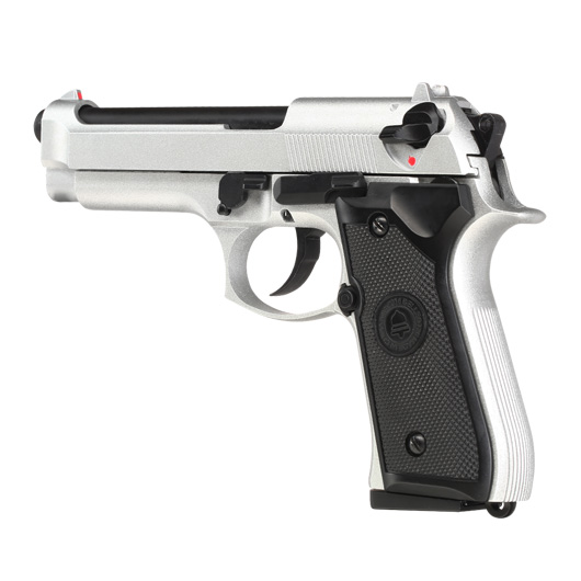 Double Bell M92 Airsoftpistole Vollmetall GBB 6mm BB silber inkl. Pistolenkoffer Bild 10