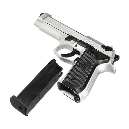 Double Bell M92 Airsoftpistole Vollmetall GBB 6mm BB silber inkl. Pistolenkoffer Bild 6