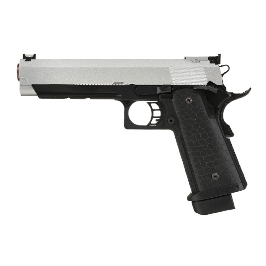 Double Bell Hi-Capa 5.1 Vollmetall CO2BB 6mm BB silber / schwarz inkl. Pistolenkoffer Bild 1