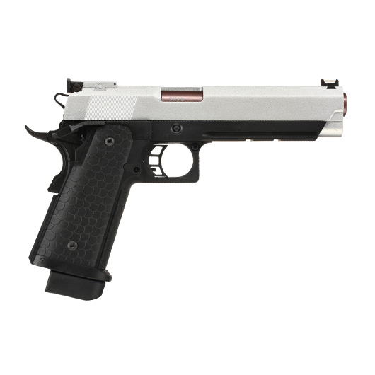 Double Bell Hi-Capa 5.1 Airsoftpistole Vollmetall CO2BB 6mm BB silber / schwarz inkl. Pistolenkoffer Bild 3
