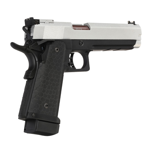 Double Bell Hi-Capa 5.1 Airsoftpistole Vollmetall CO2BB 6mm BB silber / schwarz inkl. Pistolenkoffer Bild 4