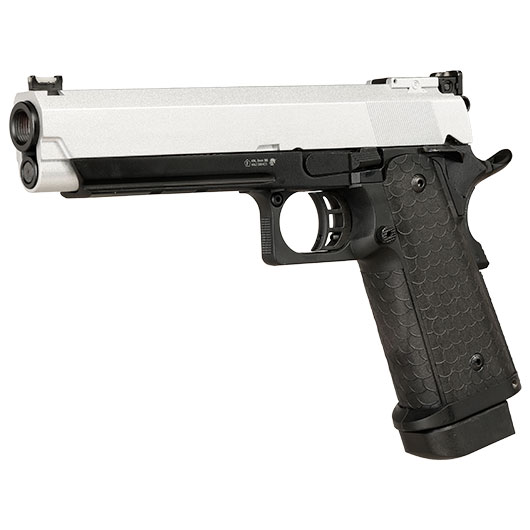Double Bell Hi-Capa 5.1 Airsoftpistole Vollmetall CO2BB 6mm BB silber / schwarz inkl. Pistolenkoffer
