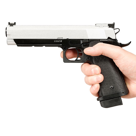 Double Bell Hi-Capa 5.1 Airsoftpistole Vollmetall CO2BB 6mm BB silber / schwarz inkl. Pistolenkoffer Bild 3