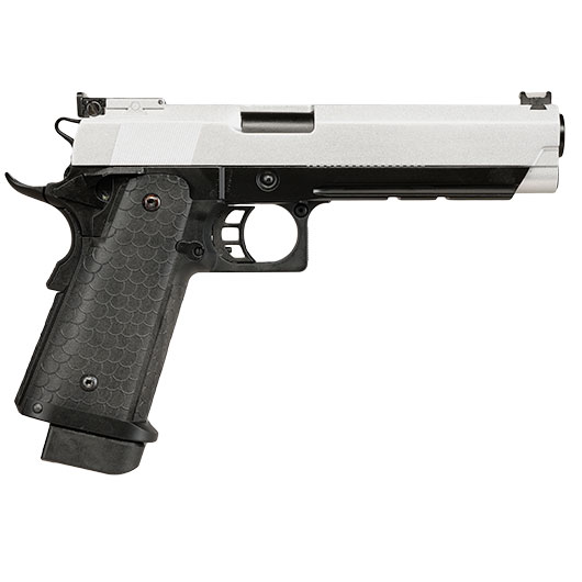 Double Bell Hi-Capa 5.1 Airsoftpistole Vollmetall CO2BB 6mm BB silber / schwarz inkl. Pistolenkoffer Bild 5