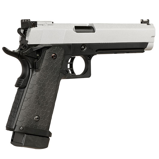 Double Bell Hi-Capa 5.1 Airsoftpistole Vollmetall CO2BB 6mm BB silber / schwarz inkl. Pistolenkoffer Bild 6