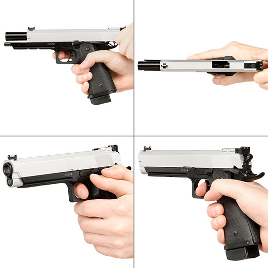 Double Bell Hi-Capa 5.1 Airsoftpistole Vollmetall CO2BB 6mm BB silber / schwarz inkl. Pistolenkoffer Bild 8