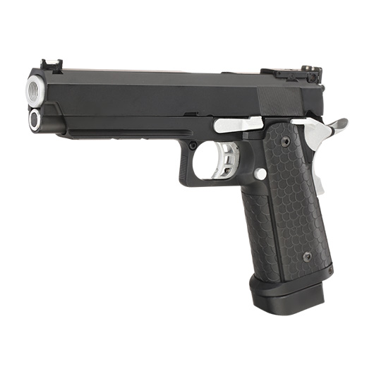 Double Bell Hi-Capa 5.1 Airsoftpistole Vollmetall CO2BB 6mm BB schwarz / silber inkl. Pistolenkoffer