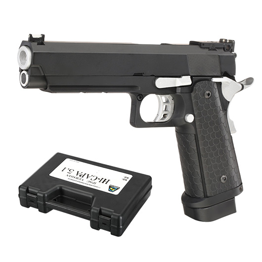 Double Bell Hi-Capa 5.1 Airsoftpistole Vollmetall CO2BB 6mm BB schwarz / silber inkl. Pistolenkoffer Bild 10