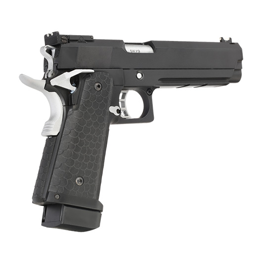 Double Bell Hi-Capa 5.1 Airsoftpistole Vollmetall CO2BB 6mm BB schwarz / silber inkl. Pistolenkoffer Bild 4